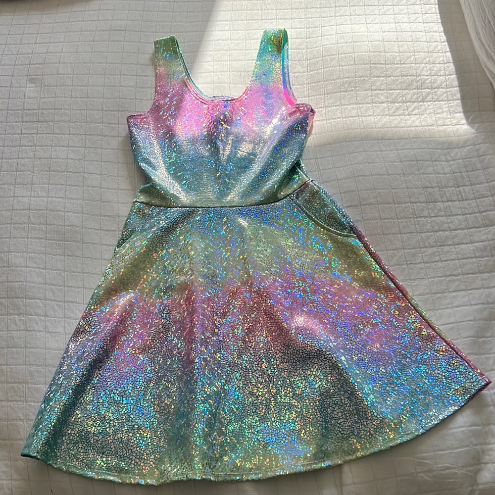 Holographic Skater Fit n Flare Tank Dress